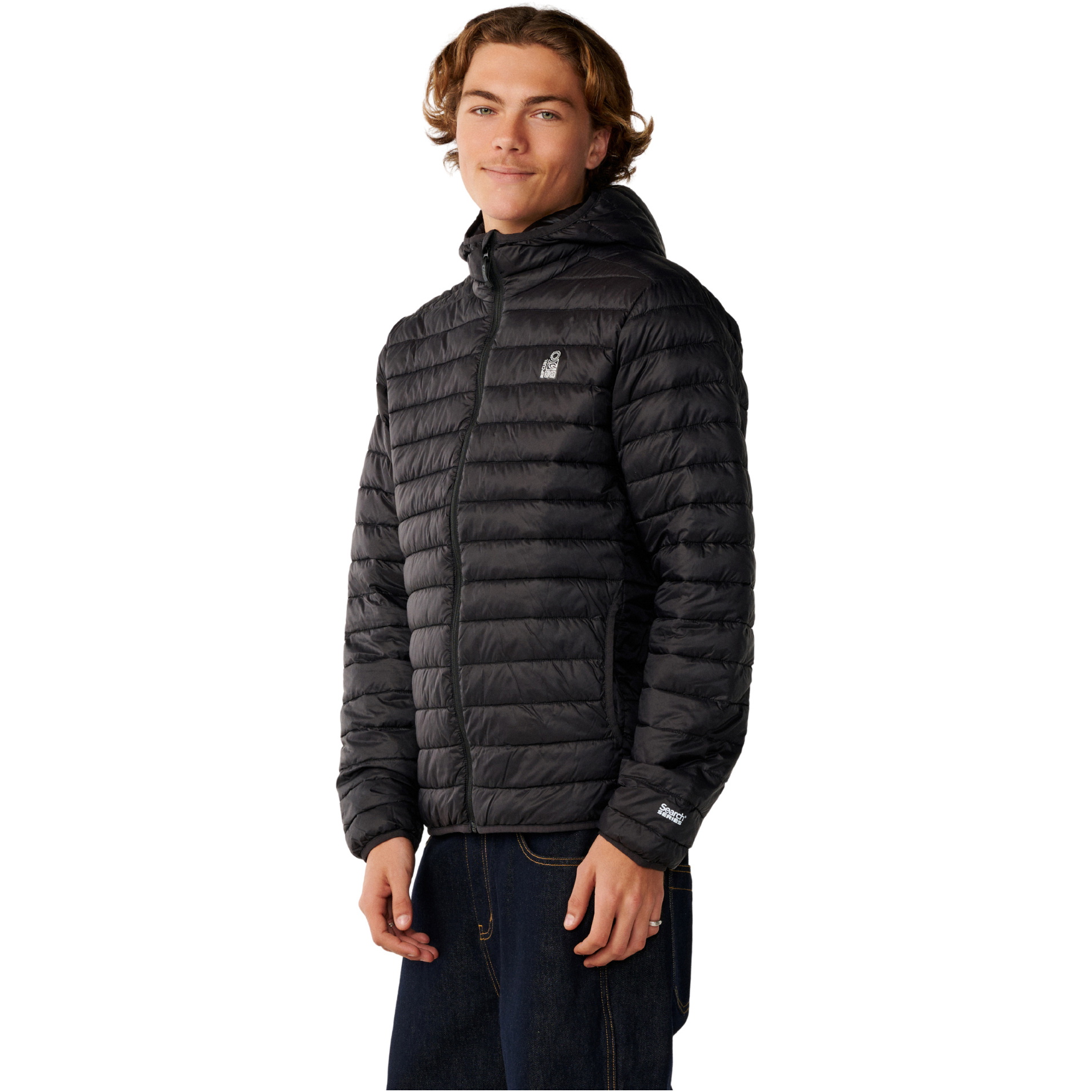 2026 Rip Curl Mens S-Series DWR Hooded Puffer Jacket 02ZMJA - Black